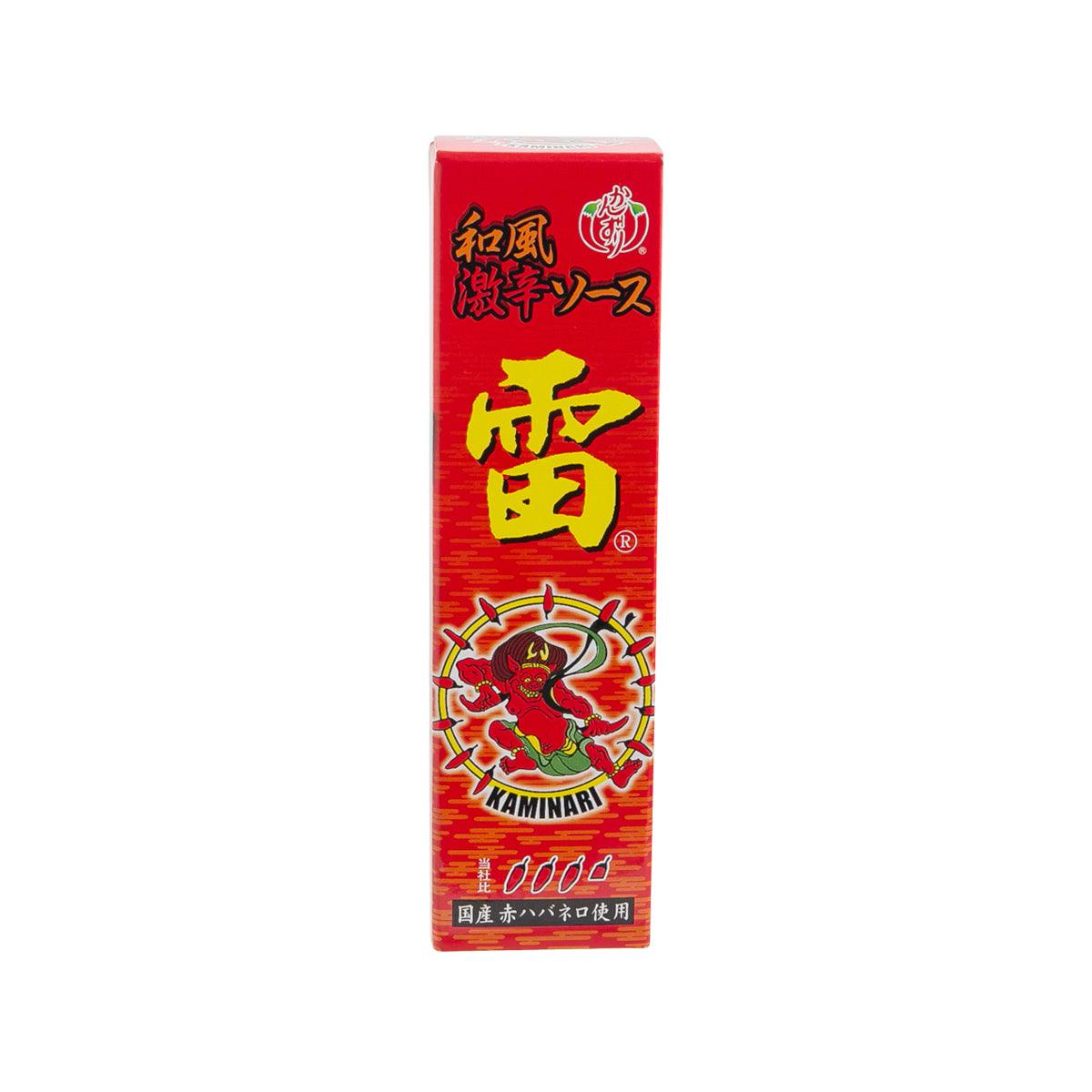 KANZURI KAMINARI red spicy sauce carton with front label and chili mascot