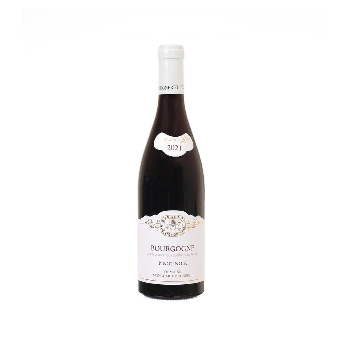 Mongeard Mugneret Burgundy red wine bottle, 750 mL, front label view