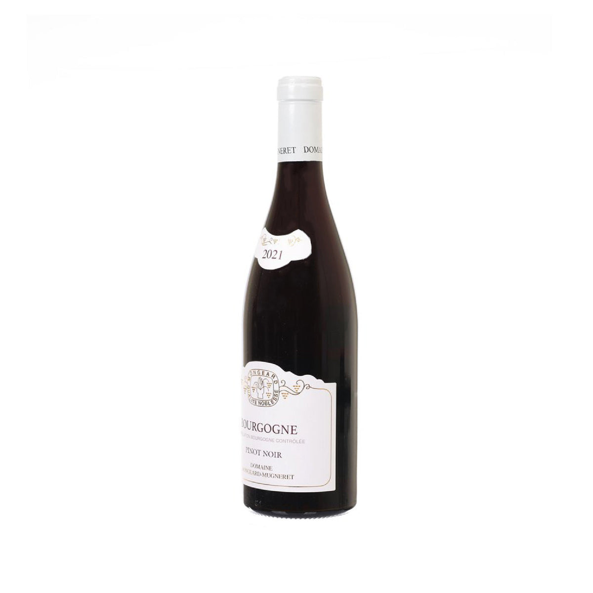 Mongeard Mugneret Burgundy red wine bottle, 750 mL, angled front label
