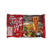 Red TAKASAGO barayaki-style fried udon noodle pouch with sweet soy sauce, front