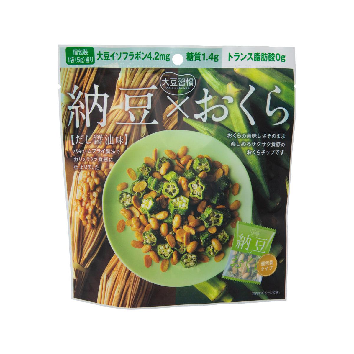 MDH dried natto and okra snack 6-pack pouch, green front with bowl graphic