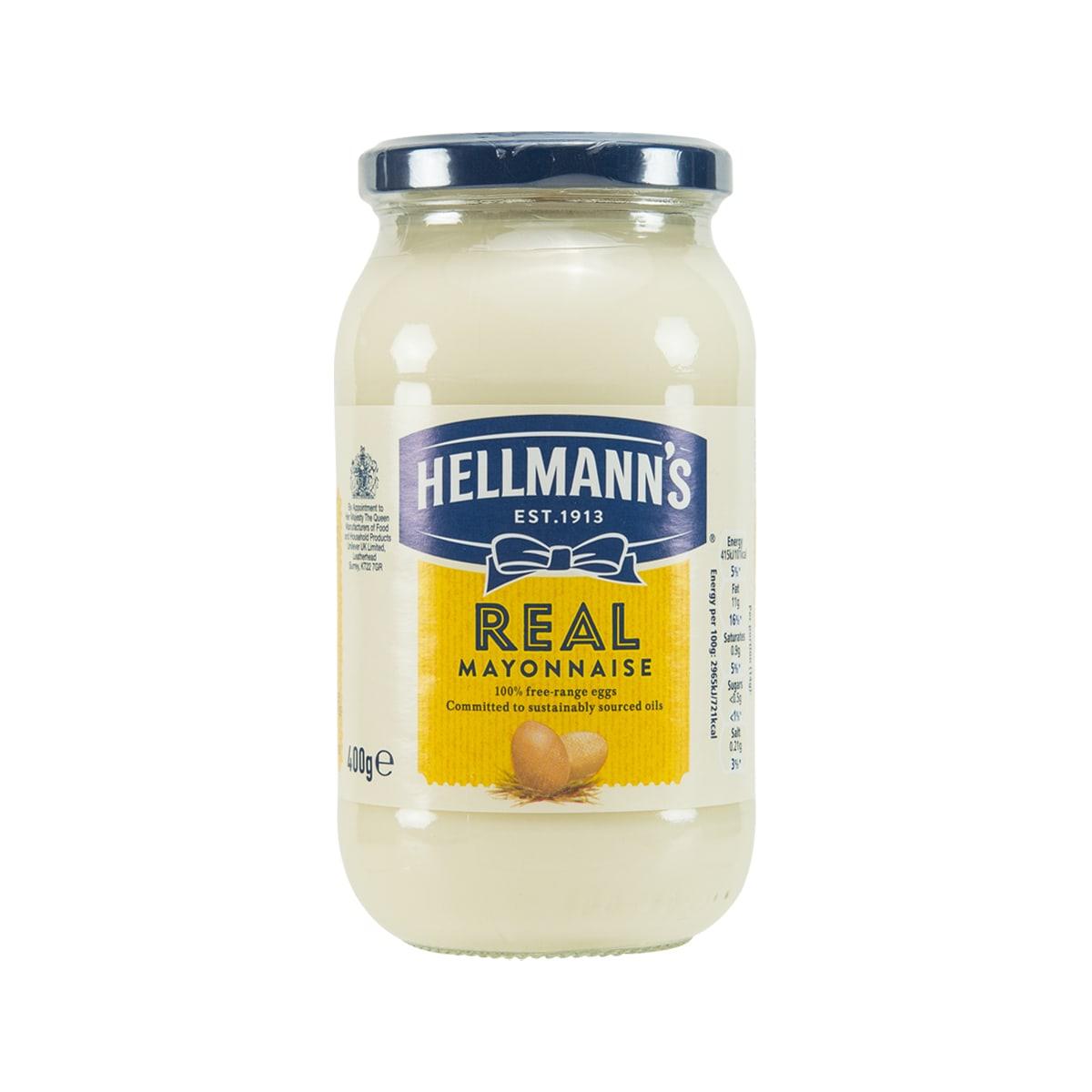 HELLMANN'S Real Mayonnaise jar, 400g glass container with metal lid