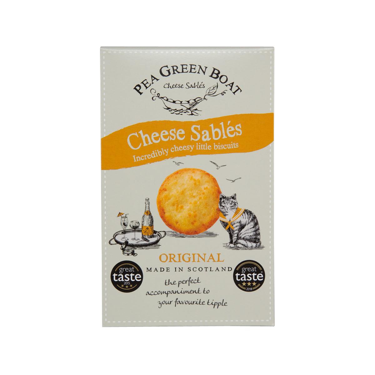 THE PEA GREEN BOAT Cheese Sables Original 80g box with round biscuit illustration