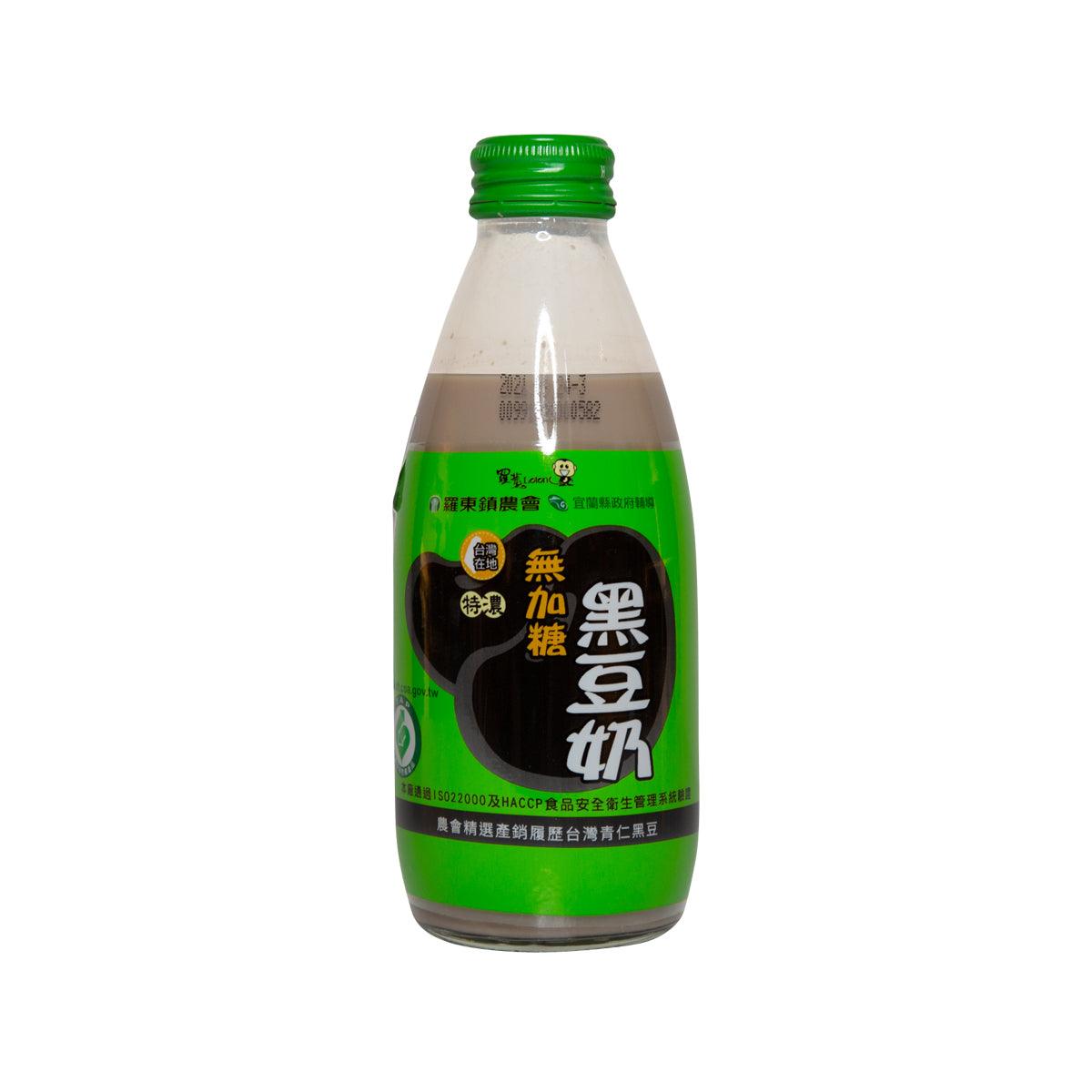 No-added-sugar black soymilk bottle with green cap, 245 mL