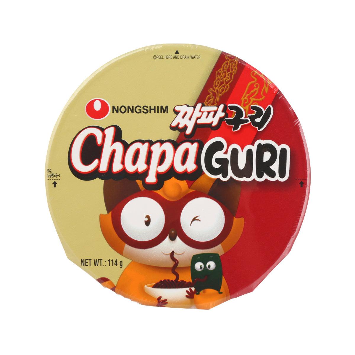NONG SHIM Chapaguri dried noodle cup lid with red and orange panda character