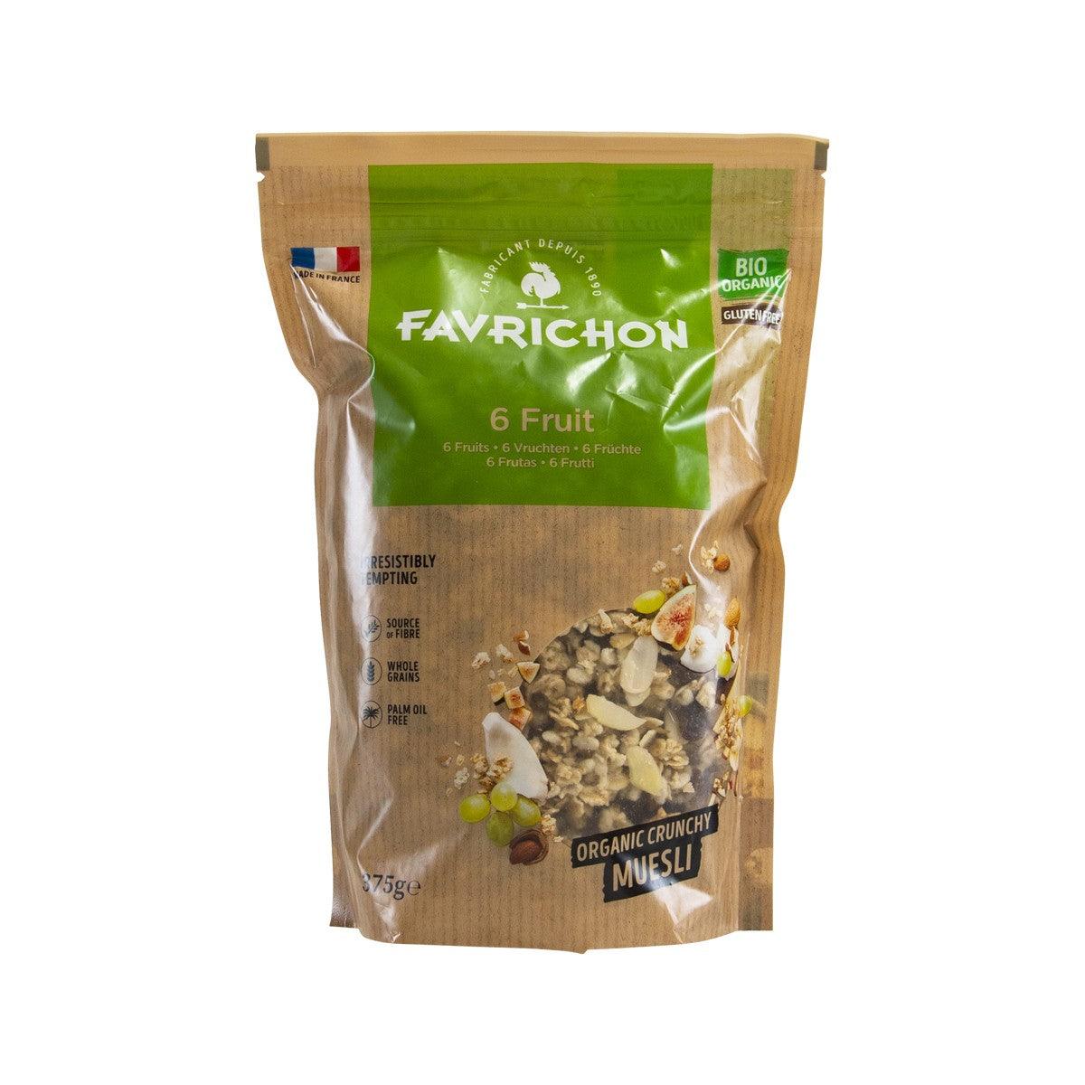 FAVRICHON organic crunchy muesli bag, 6 fruit gluten-free