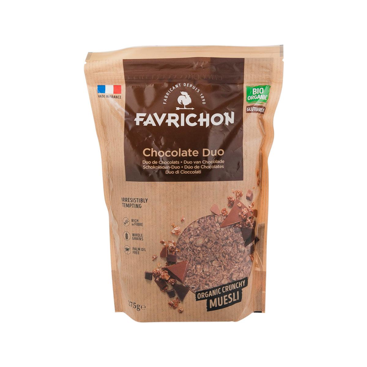 Organic gluten-free chocolate duo crunchy muesli bag, FAVRICHON, front view