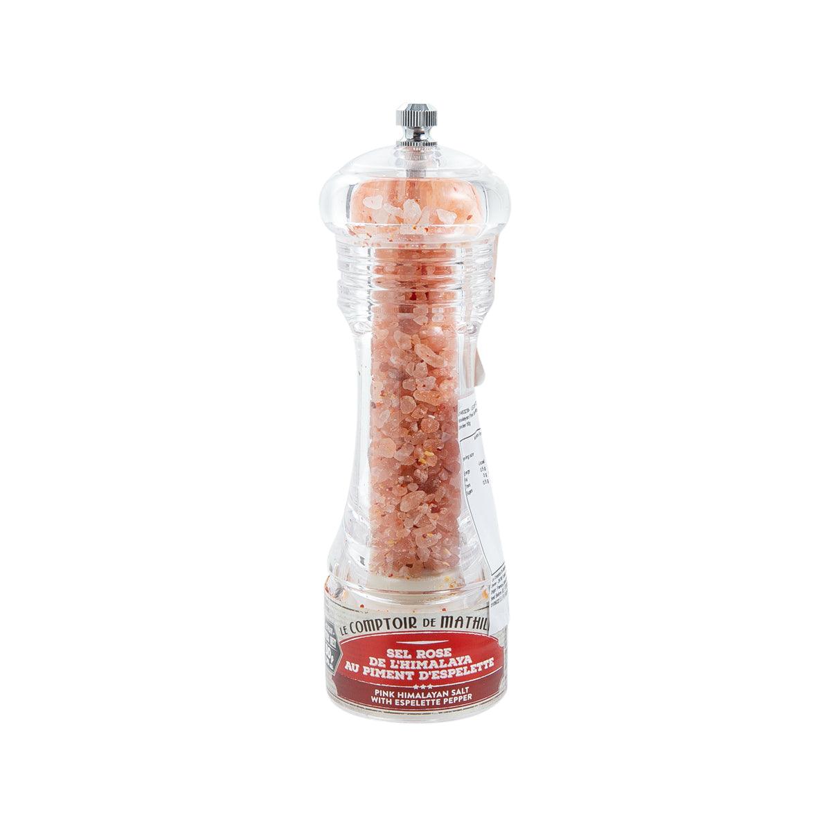 LECOMPTOIRDEMATHILDE Himalayan pink salt grinder with Espelette pepper, clear body