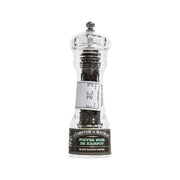 Glass pepper grinder bottle with black Kampot pepper and metal top, 20g