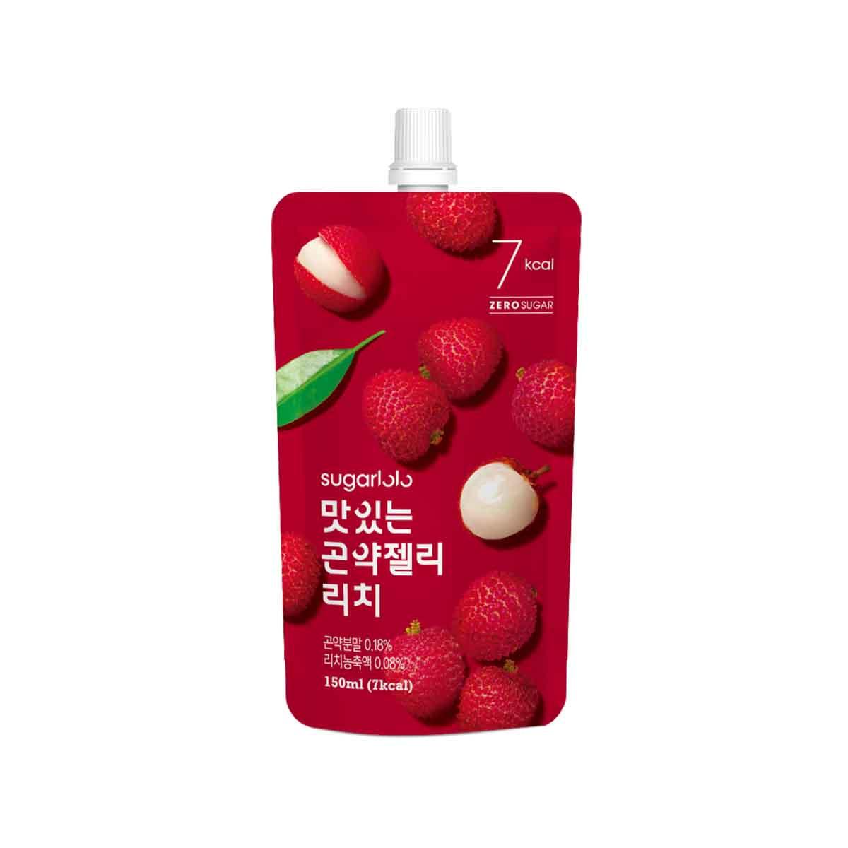 Lychee konjac jelly drink pouch, red flavor pack with spout