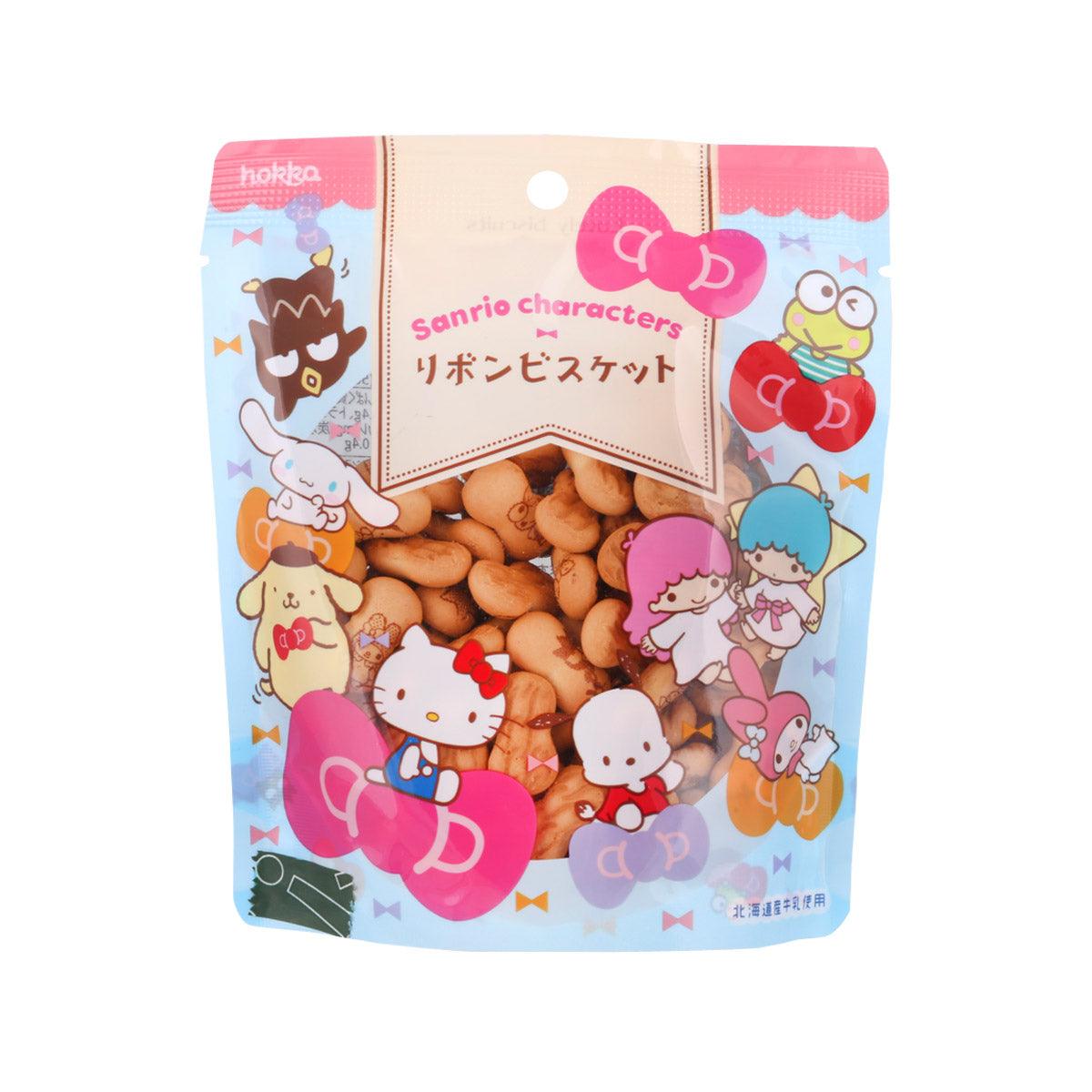 HOKURIKU ribbon biscuits pouch with Sanrio character artwork, pink and blue