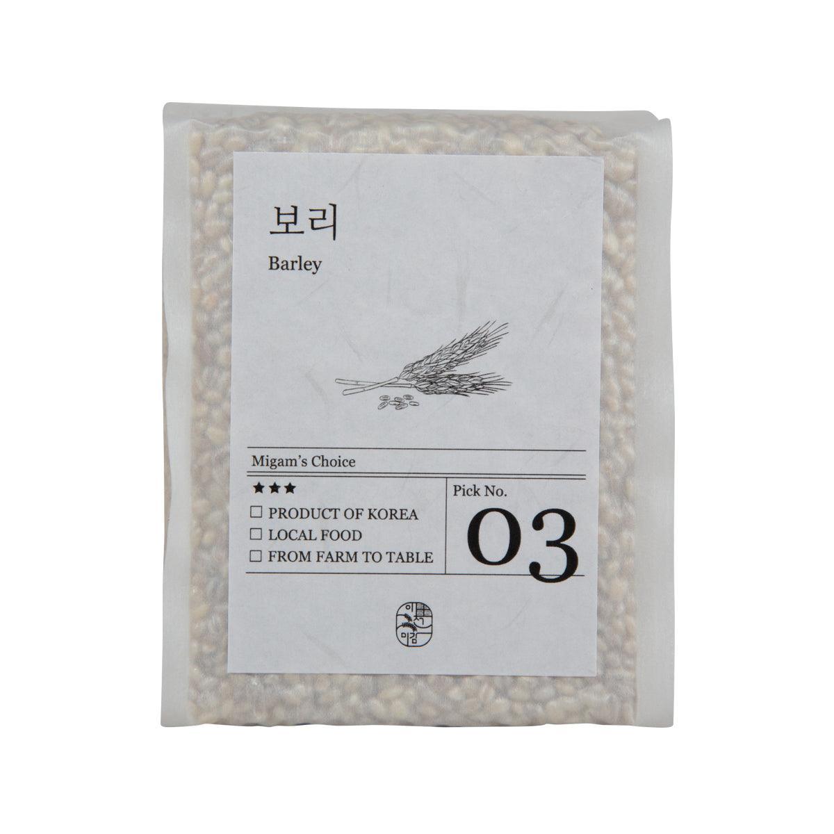 MIGAMSCHOICE Korean barley grains, sealed pouch with product label