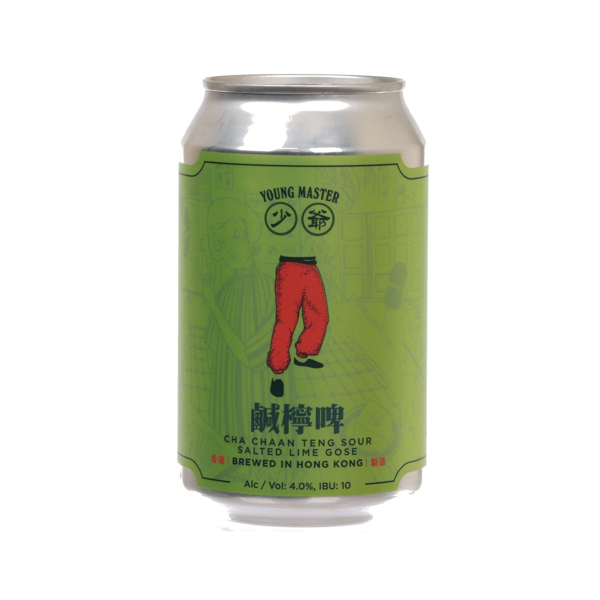 YOUNG MASTER sour salted lime gose beer can, front green label