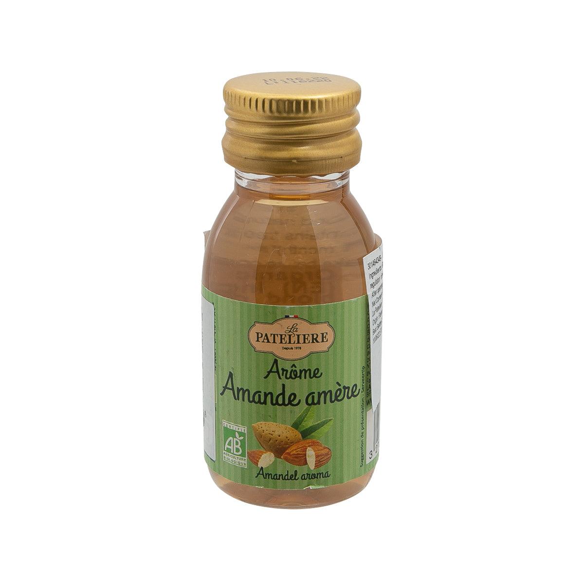 LA PATELIERE organic bitter almond flavouring bottle, 60 mL, glass with gold cap