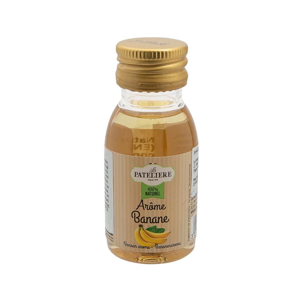 LA PATELIERE natural banana flavouring bottle, 60 mL glass with gold cap