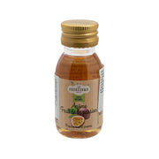Passion fruit extract bottle with amber liquid and gold screw cap