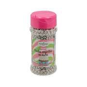 LA PATELIERE silver sugar pearls jar with pink lid