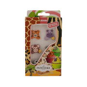 Sugar animal set box with tiger, hippo, monkey, and lion figures