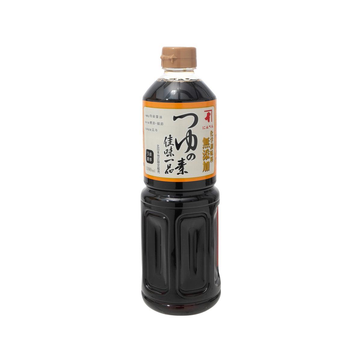 NINBEN concentrated bonito soup base bottle, 1000 mL, dark brown liquid