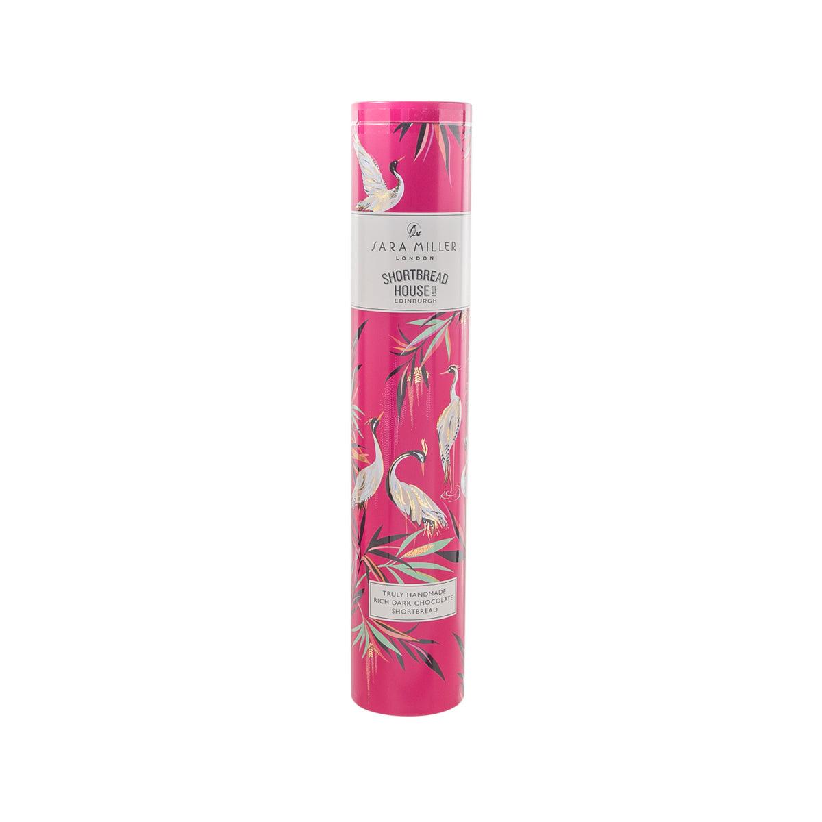 Handmade shortbread tube with chocolate chips, pink flamingo design, 250g