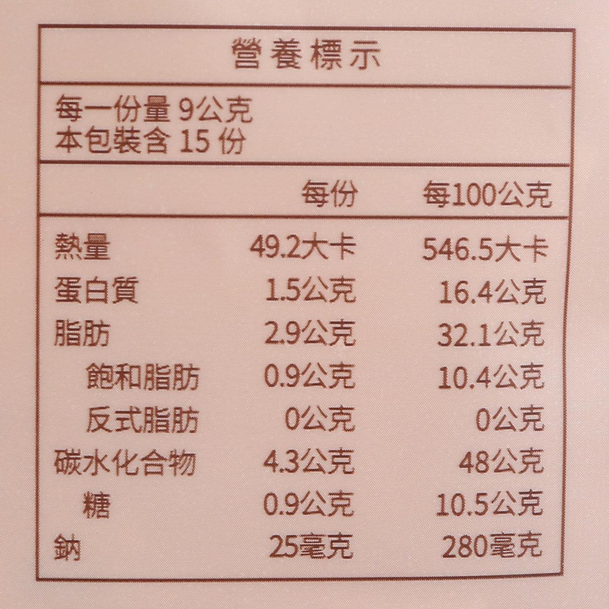 Nutrition facts panel for peanut butter sandwich cookies