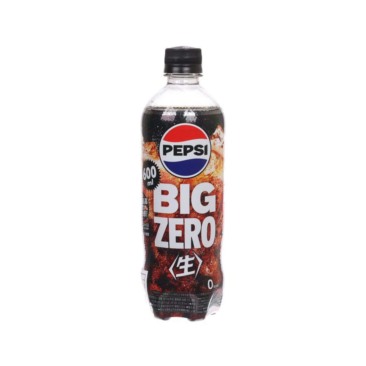 600 mL Pepsi Big Zero J-Cola PET bottle with black beverage and red cap