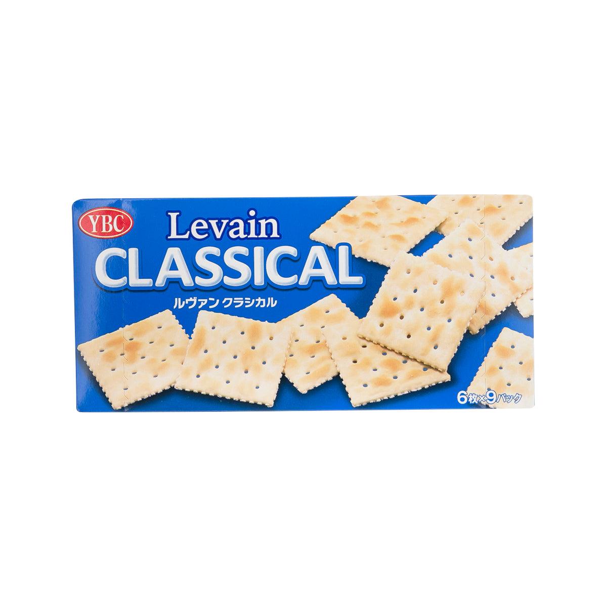 Blue YBC Levain Classical cracker box with assorted square crisp crackers