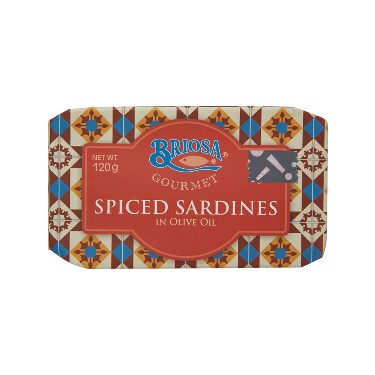 Spiced sardines in olive oil package (120g) with front label