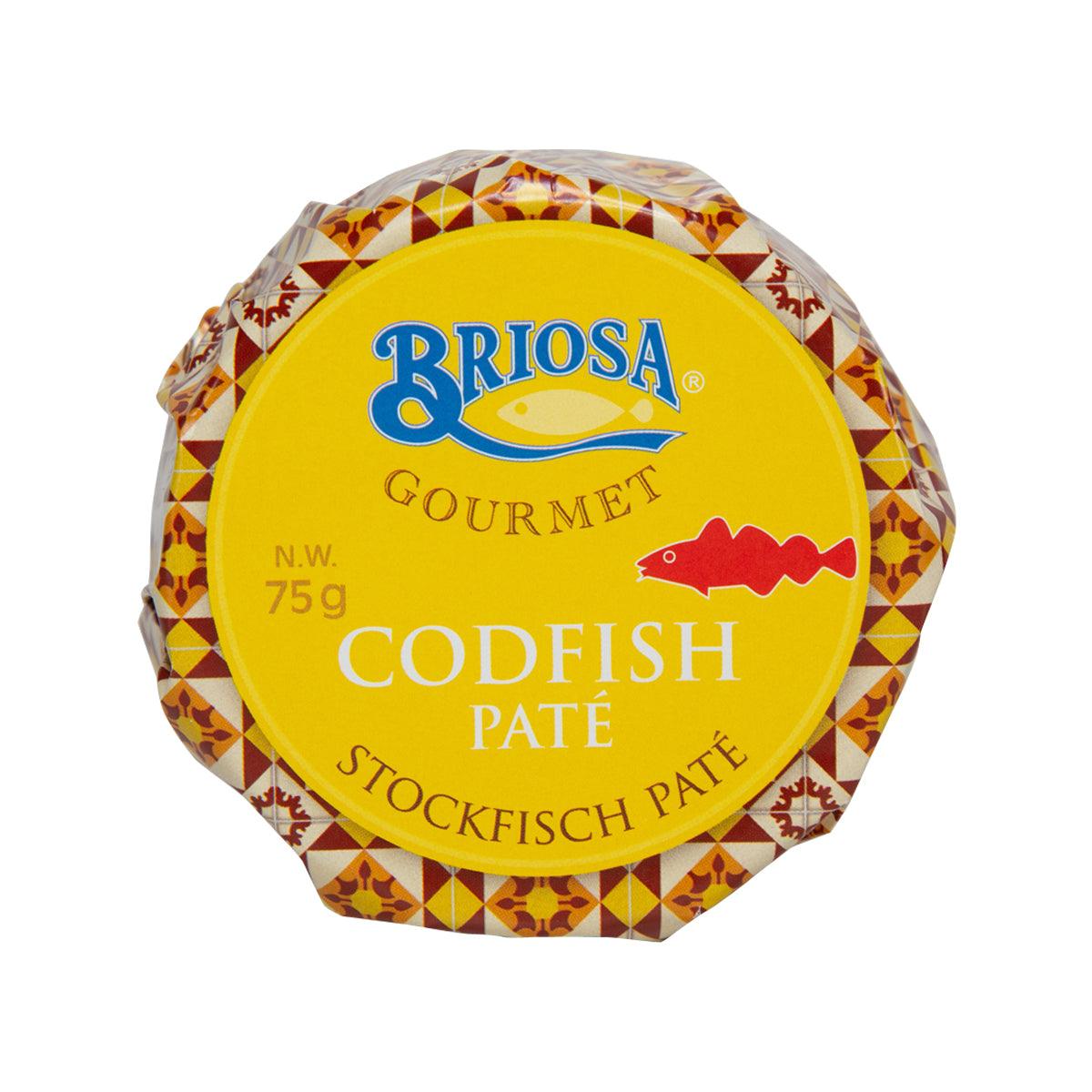 BRIOSA codfish pâté tin, 75 g, yellow label with patterned edge