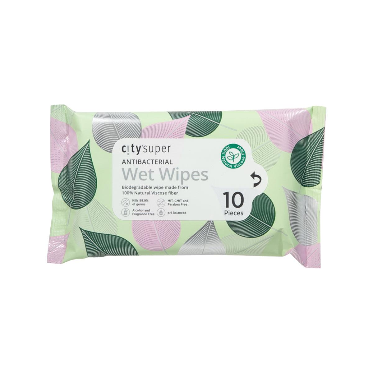 CITYSUPER antibacterial wet wipes pack, 10 pieces, leaf pattern
