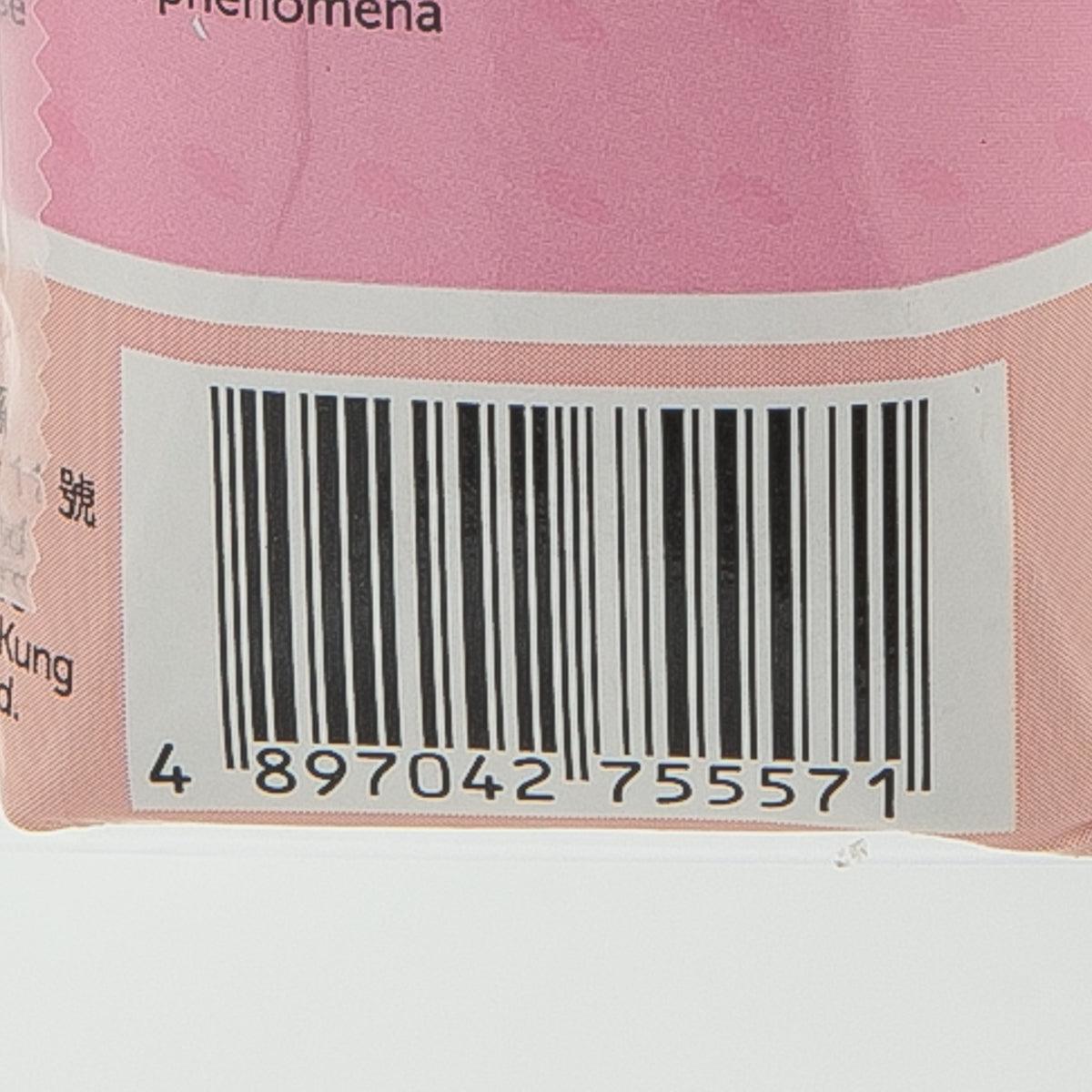 Barcode label on pink Dawn Rice Water carton