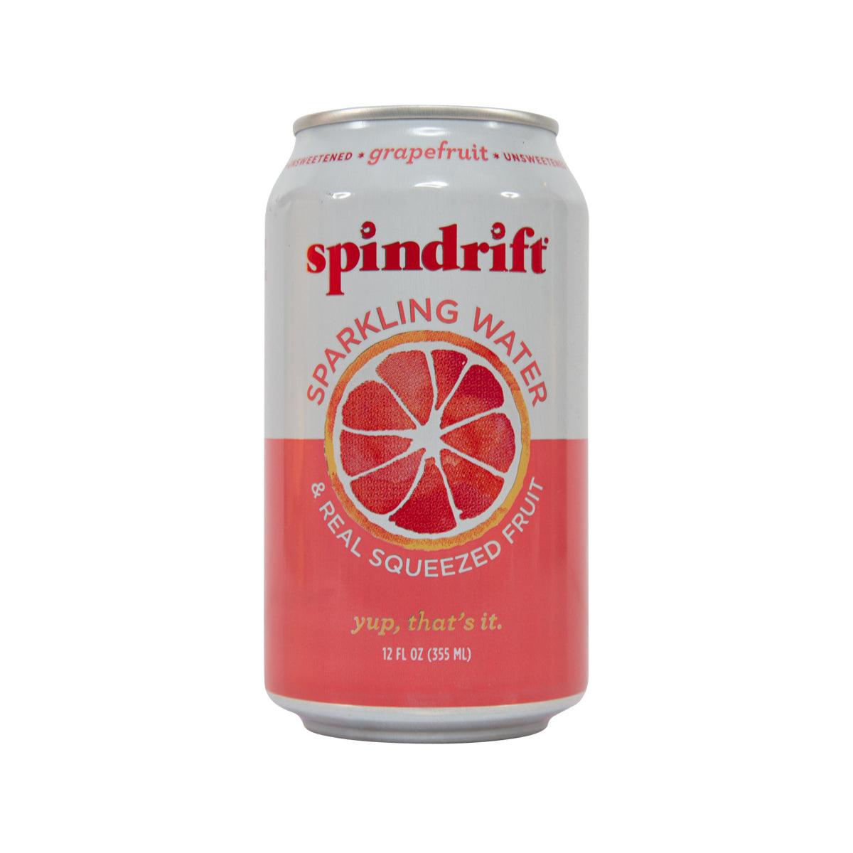 SPINDRIFT grapefruit sparkling water can, 355 mL, front label with grapefruit slice