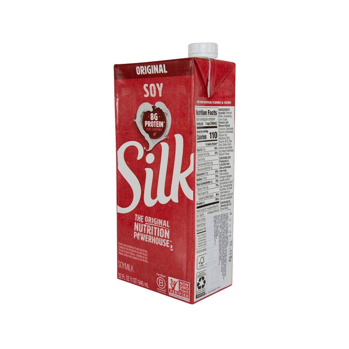 Silk Original soy milk carton, side panel with Nutrition Facts table