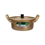 Gold aluminum boiling pot with lid and side handles, 16cm