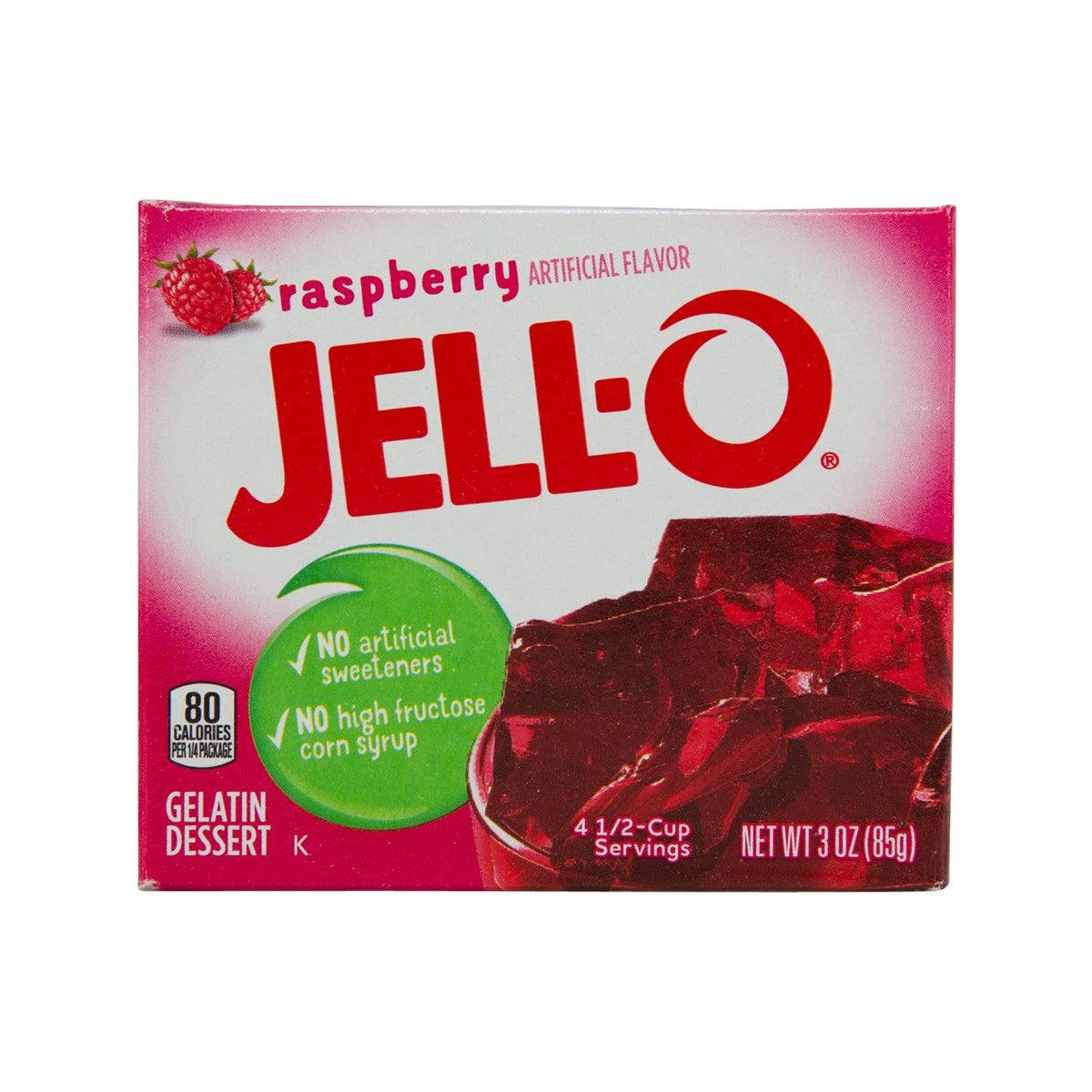 JELL-O raspberry gelatin dessert mix box, 85 g