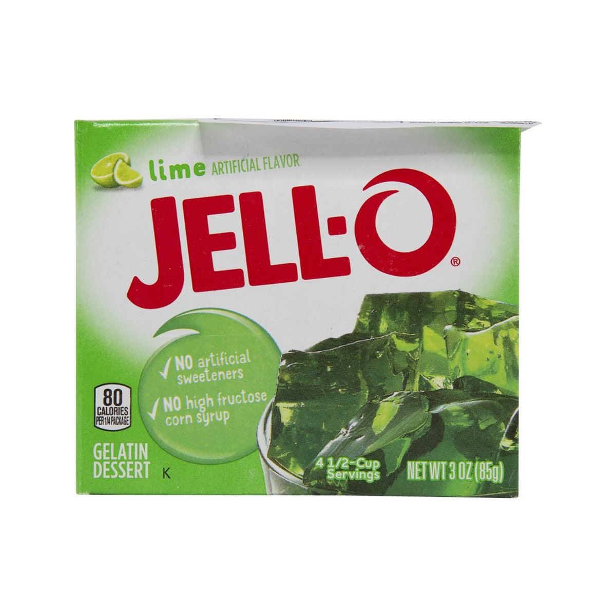 JELL-O gelatin dessert mix box in lime flavor, 85 g