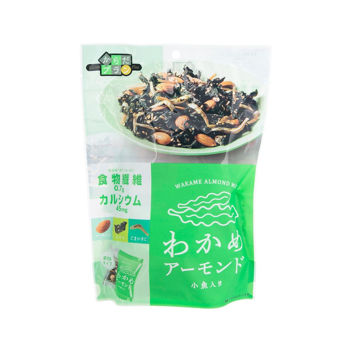 MDH wakame almond mix snack pouch, green front with seaweed and almond graphic