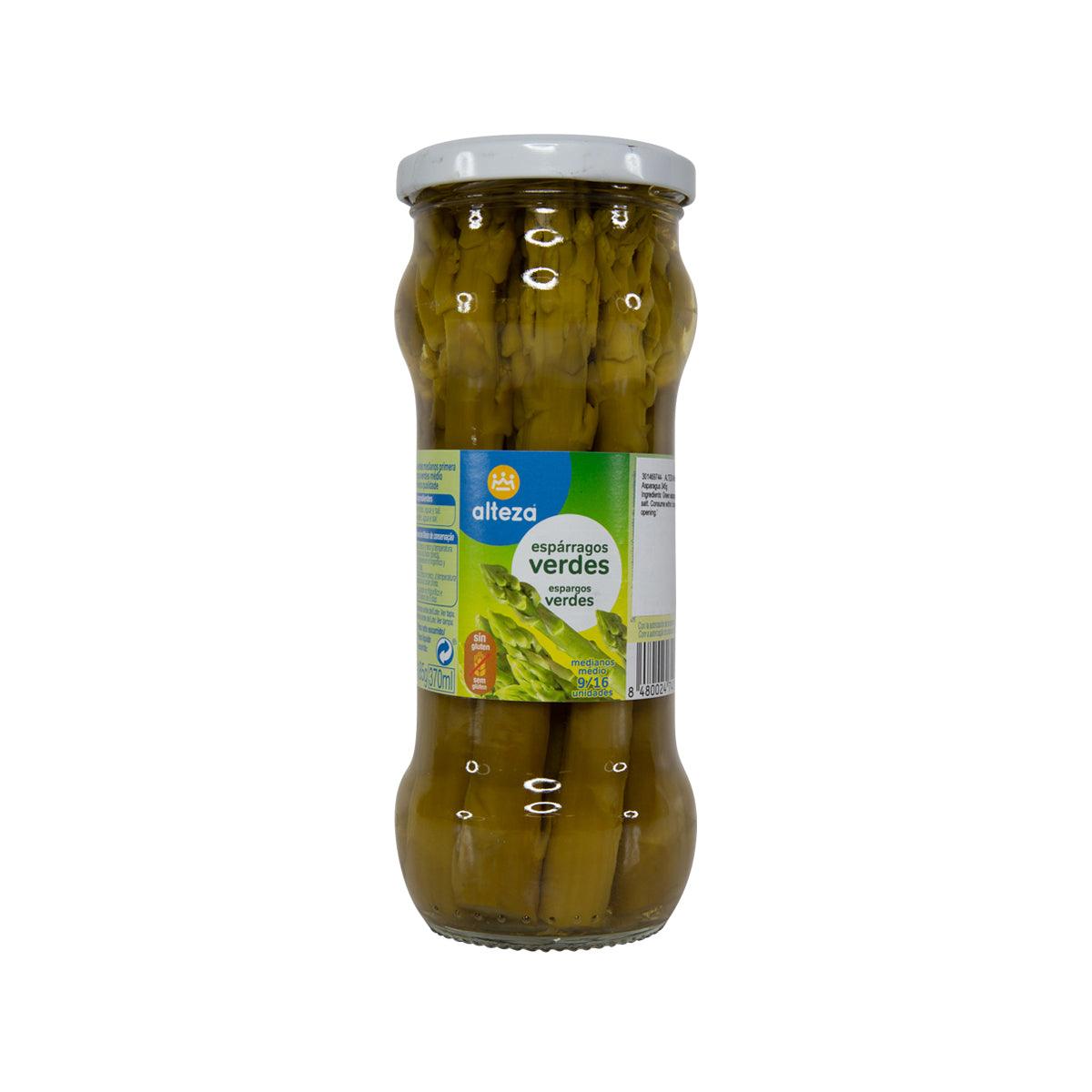 ALTEZA whole green asparagus jar (345g), green spears in glass bottle