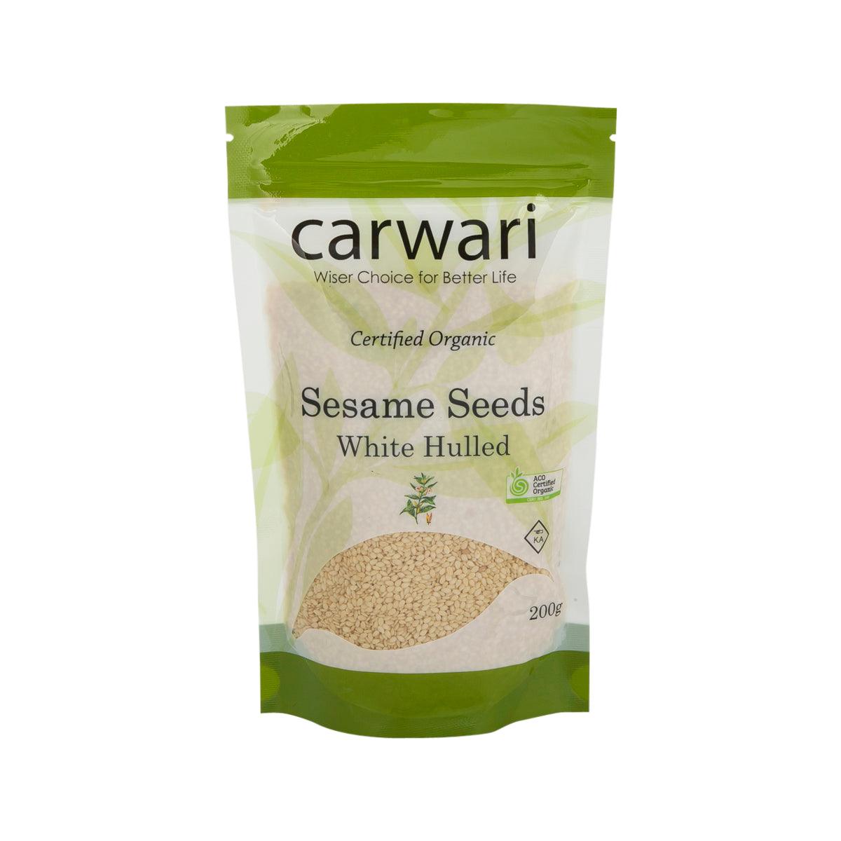 CARWARI organic white hulled sesame seeds pouch, 200 g