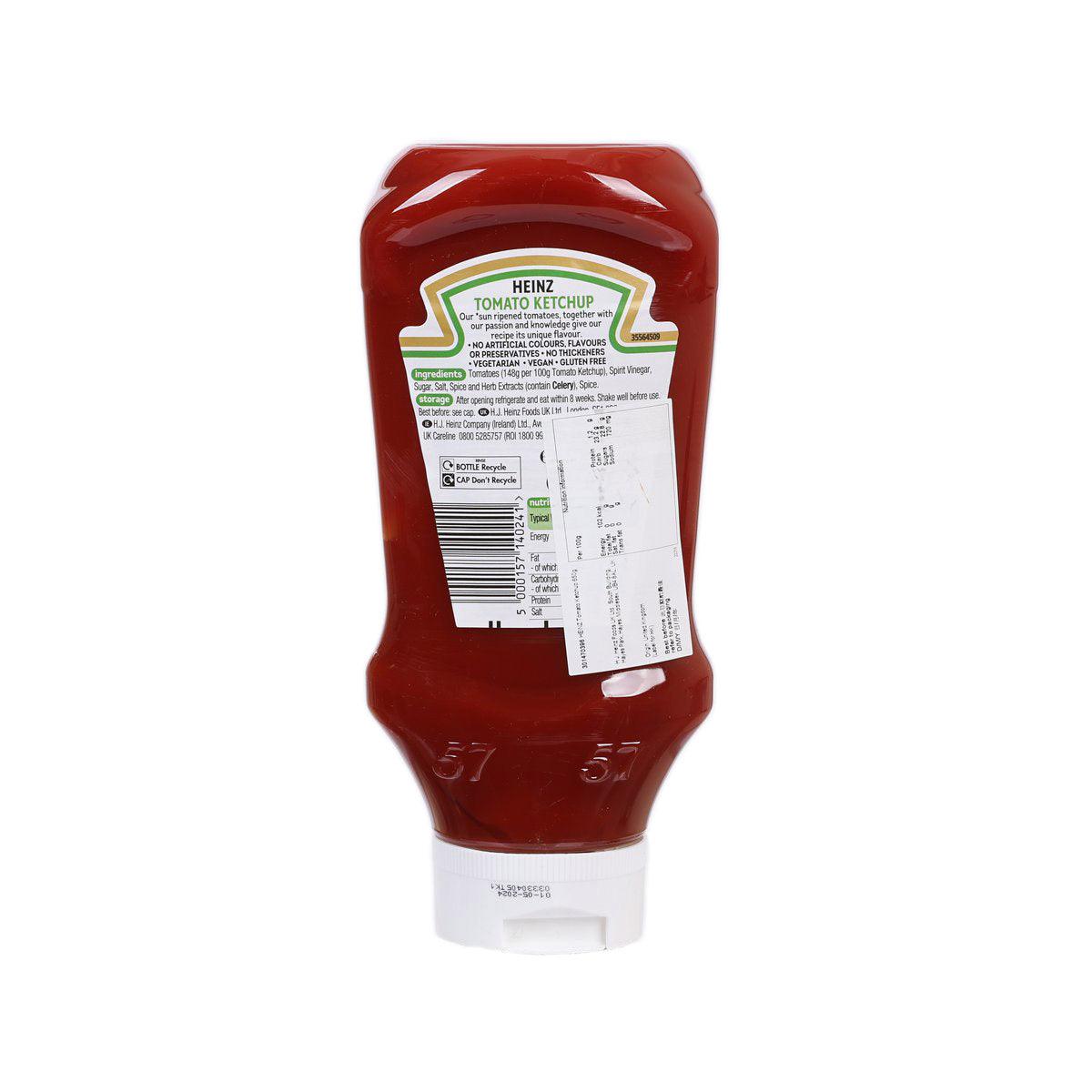HEINZ Tomato Ketchup bottle back label, red squeeze bottle with white cap