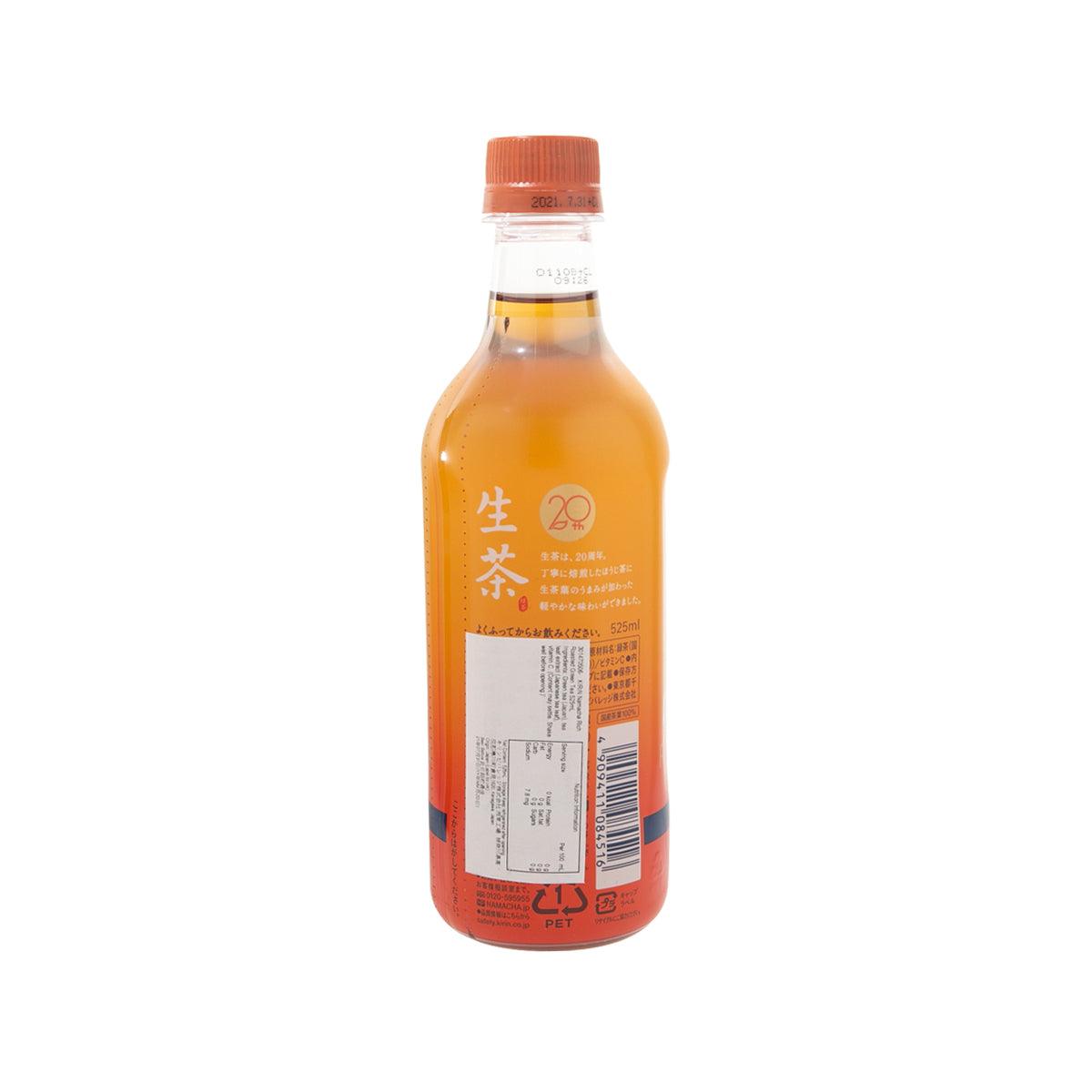 KIRIN Namacha roasted green tea drink bottle, back with barcode label