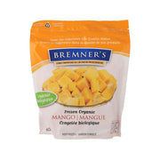 Frozen organic mango chunks in clear stand-up pouch, BREMNER'S brand, 600g