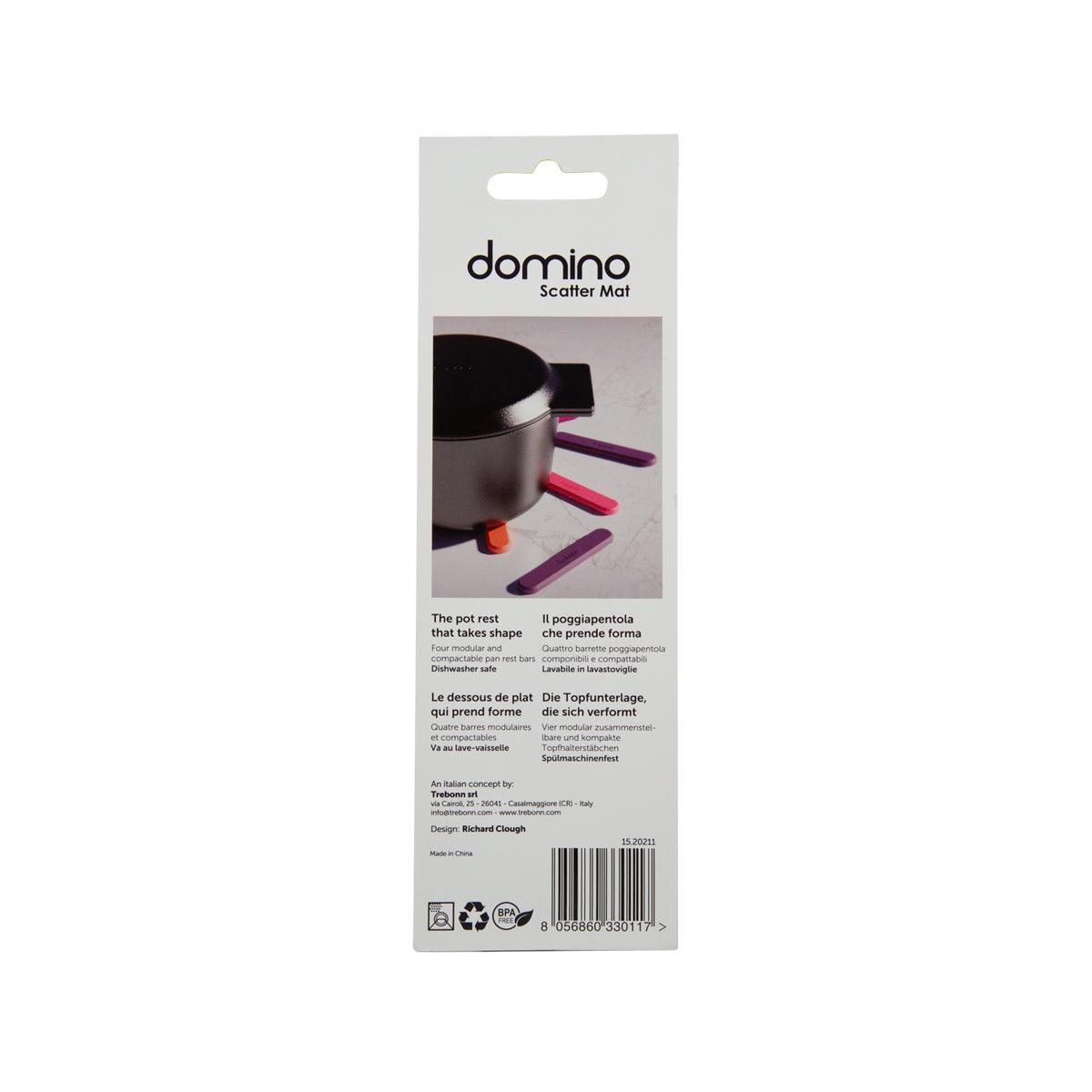 TREBONN domino scatter mat packaging back with diagram and usage icons