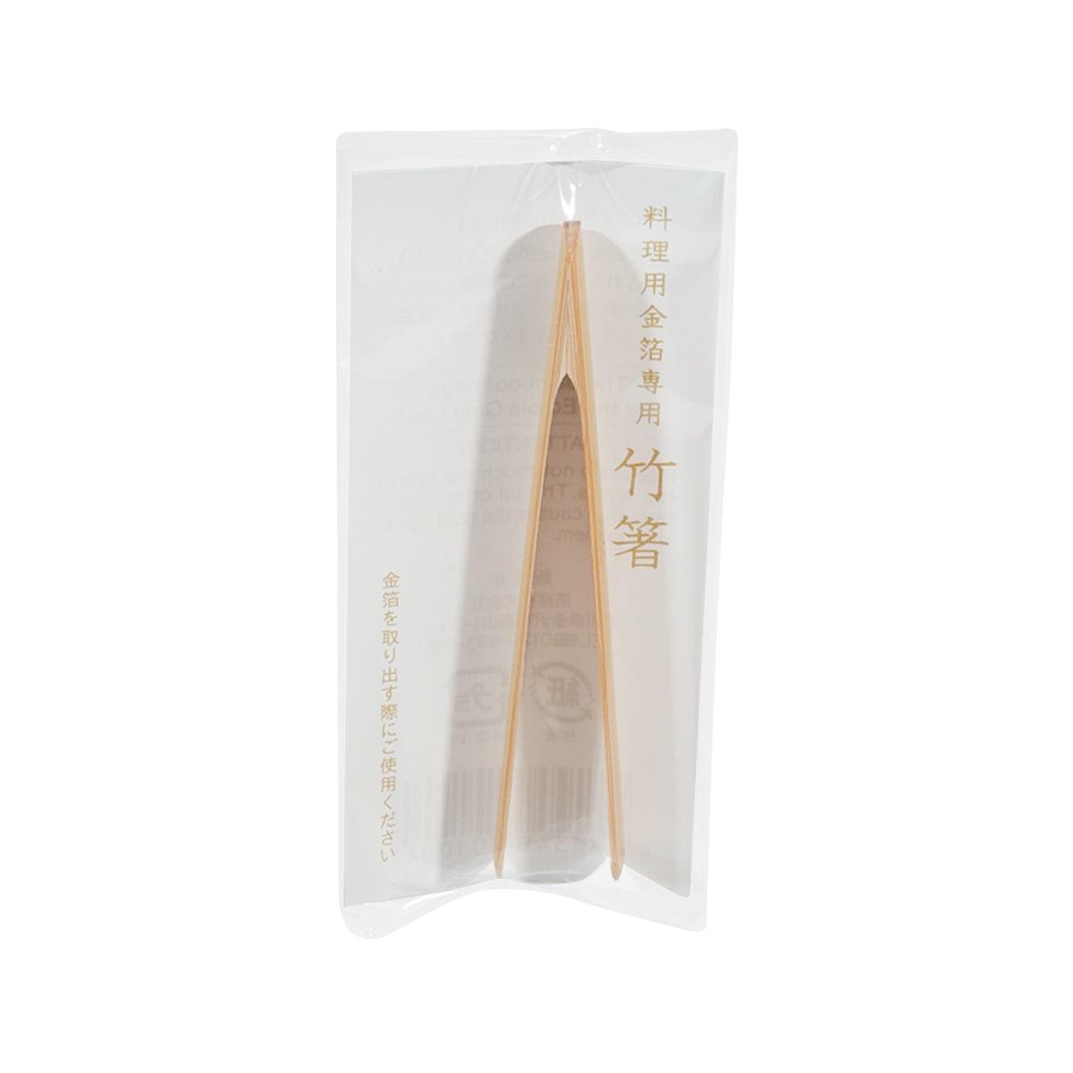 Bamboo tongs for edible gold leaf, in clear sealed package