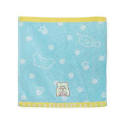 MARUSHIN wash towel, light blue with paw prints and small animal graphic