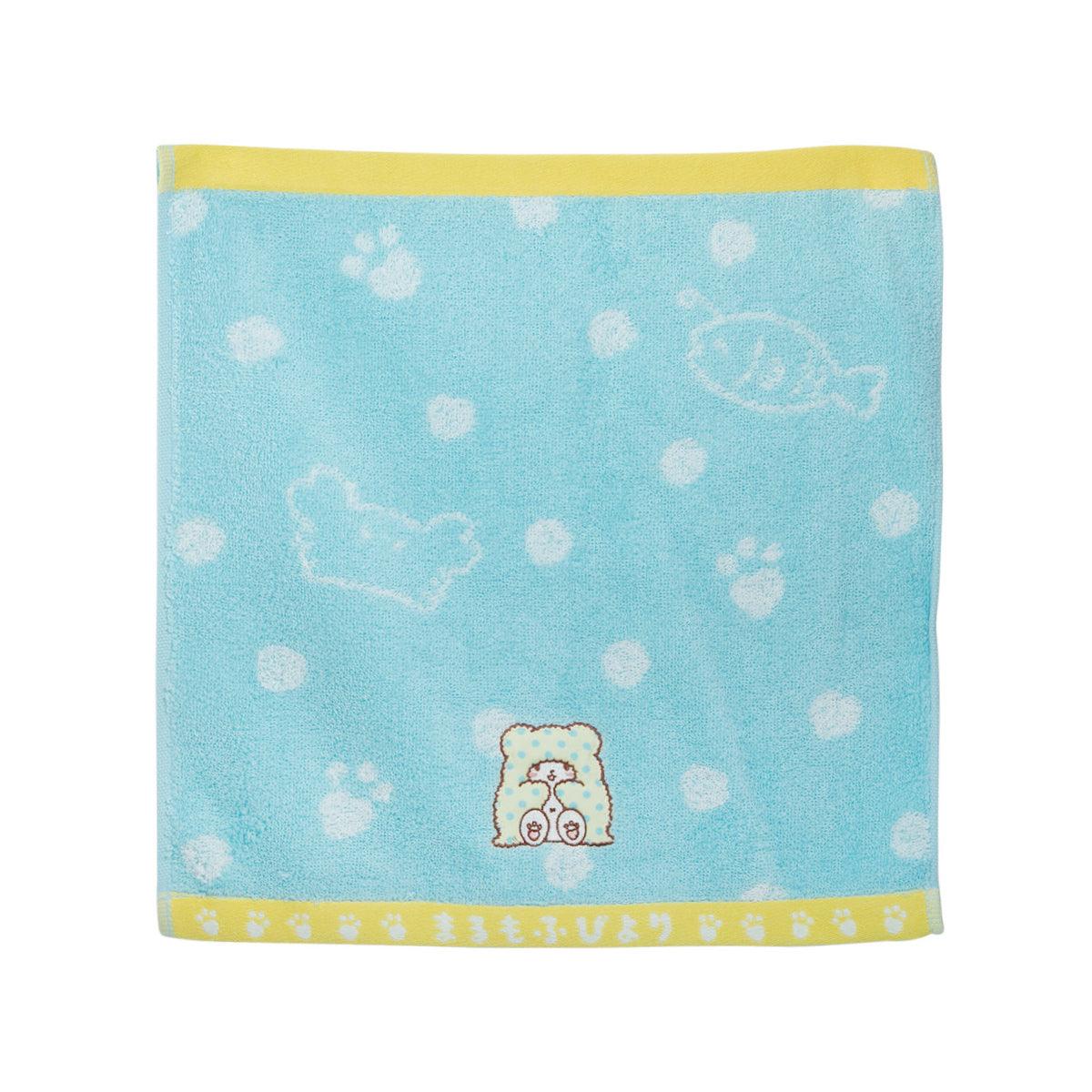 MARUSHIN wash towel, light blue with paw prints and small animal graphic