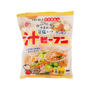 Instant soup rice vermicelli pouch with illustrated bowl and orange noodle soup