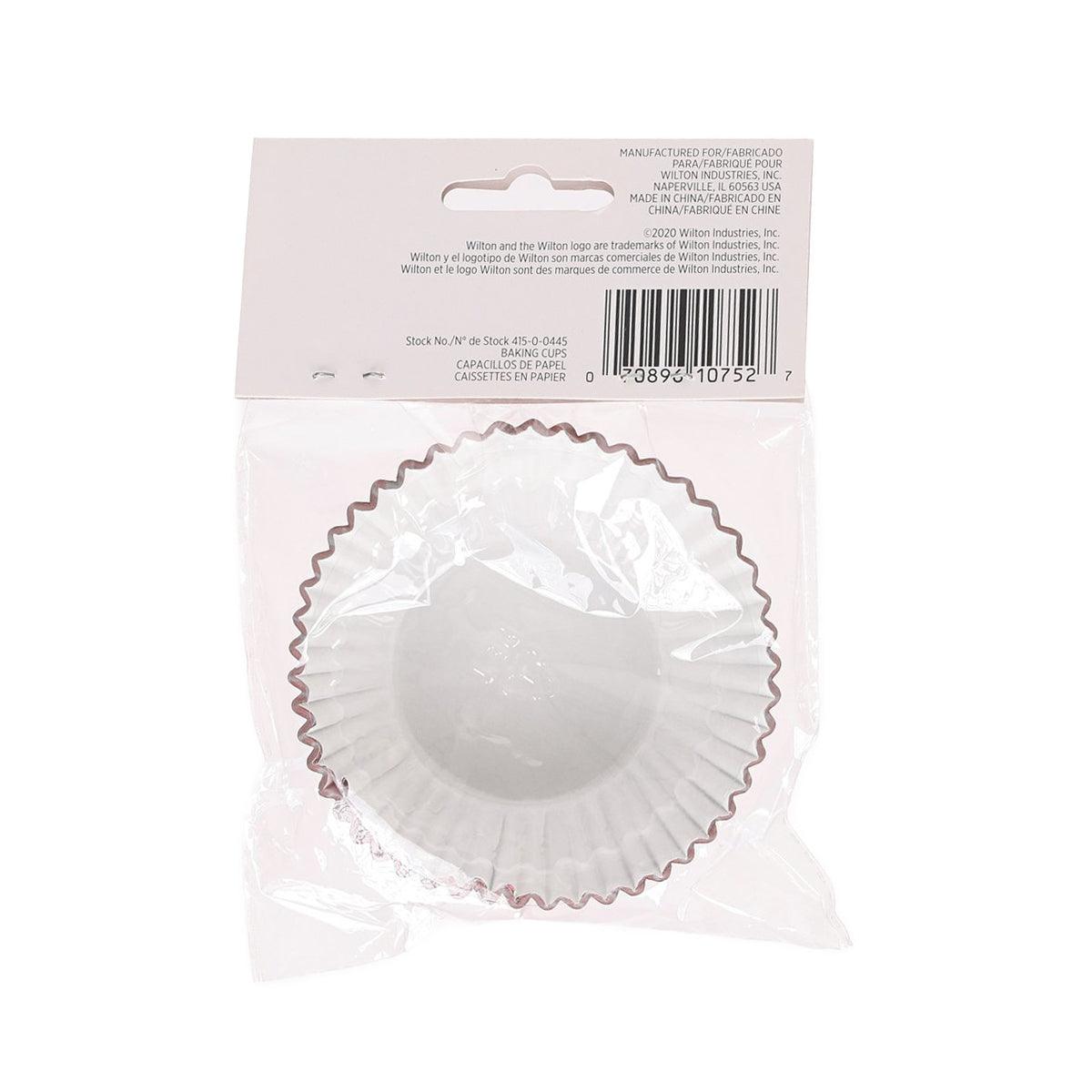 Heart foil baking cups, silver cups with red trim, single-pack view
