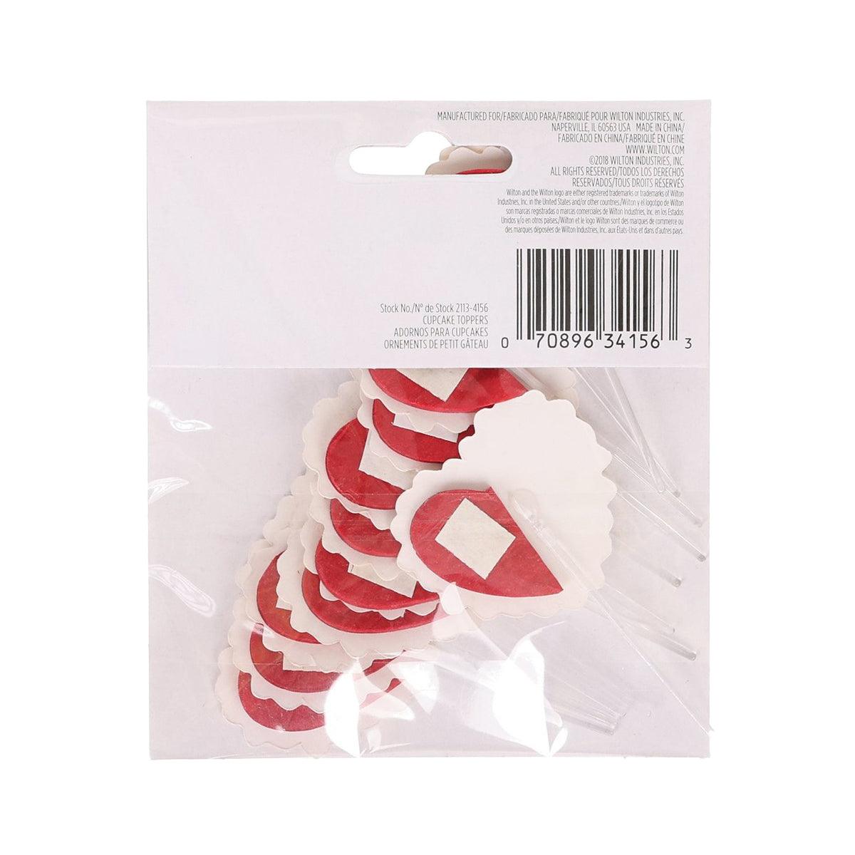 12 Valentine cupcake pick toppers with red and white heart-shaped paper shapes