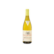 CH RAYAS Chateauneuf-du-Pape Blanc wine bottle, yellow glass, front label view